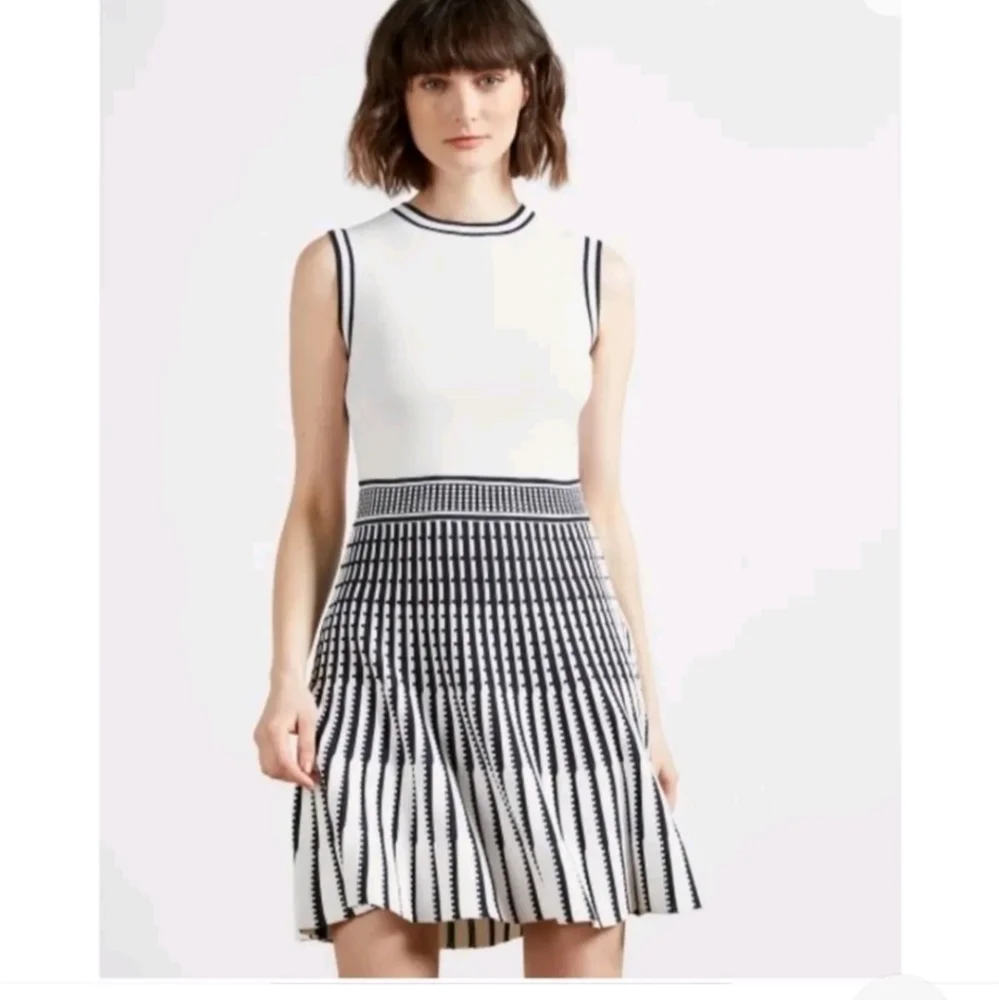 NWTCTed Baker US 16 white black cocktail STREACH Dress - Picture 9 of 15